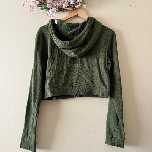 Social Collision Crop Hoodie Full Zip Green size M - Picture 2 of 6